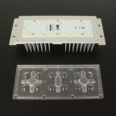 Módulo de alumbrado público LED SMD 5050 de 12 a 50 W con ángulo de haz de 145 x 70 grados y disipador térmico de aluminio integrado para iluminación industrial y vial