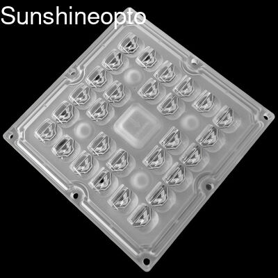 Exportación 3535 SMD LED Lens Array 28 en 1 módulo cuadrado con ángulo de haz de 100X60 grados y material PC de grado óptico