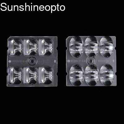 Venta al por mayor de lentes LED PC/PMMA de grado óptico de 50x50 mm con 95% de transmitancia para iluminación LED