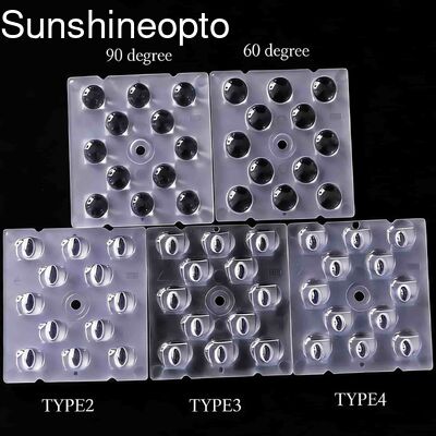 12 EN 1 50X50X5.57mm Lente LED de PC de grado óptico para luz