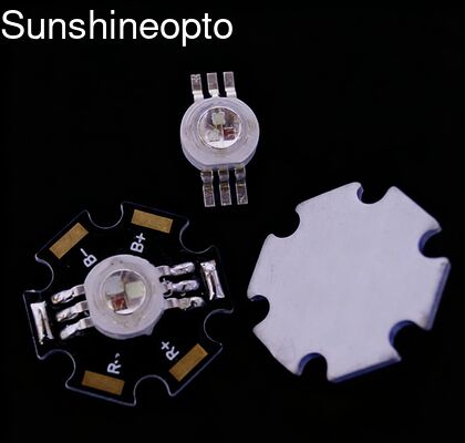 Diodo emisor de luz LED de alta potencia RGB de 3W con ángulo de haz de 120 grados y diseño de estrella