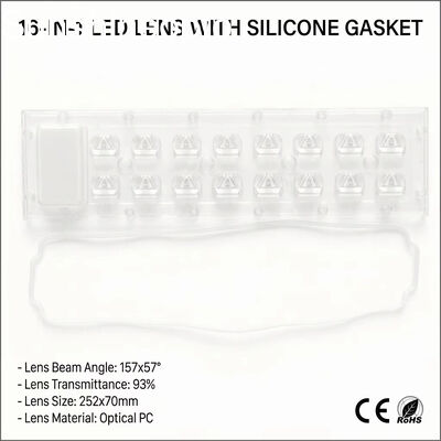 Lente óptica de PC con lente de matriz LED IP65 resistente al agua de 252 × 70 mm para módulos de alumbrado público LED