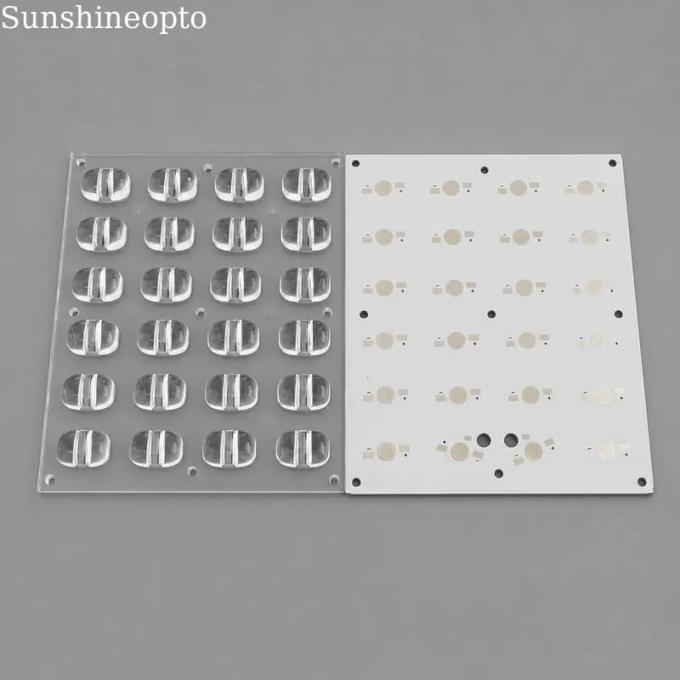 Custom 75×135 Degree Square LED Optical Lens with 135×112mm PCB Board for Street Road Lighting