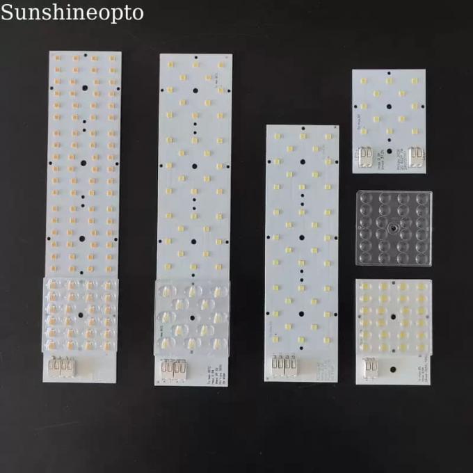 Custom SMD 3030 LED Aluminum PCB with 50×50mm Optical PC Lens for Street Light